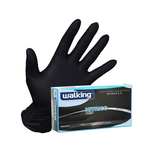 GUANTI NITRILE NERI WALKING S CNF DA PZ 100 - BRENTA